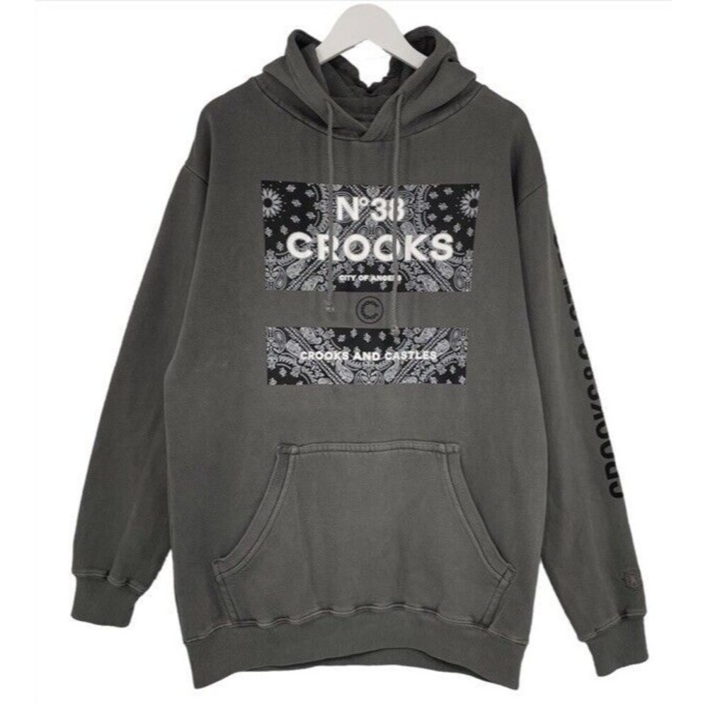 Crooks & Castles Klepto Bandanna Heavyweight Hoodie Washed Out Large NEW